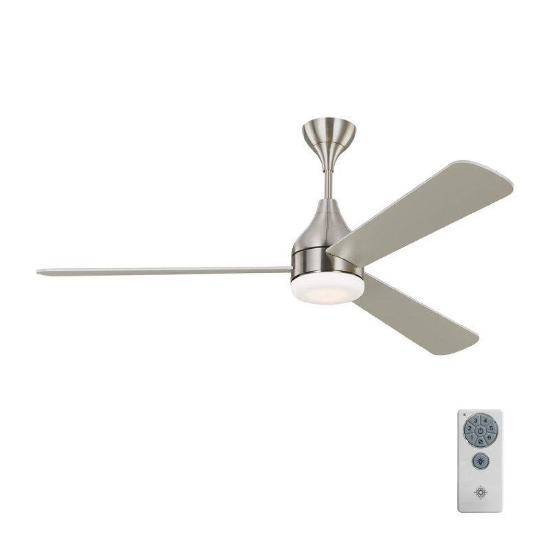 Smart LED Ceiling Fan, 60 inches, Brushed Steel with Silver/Walnut Reversible Blades