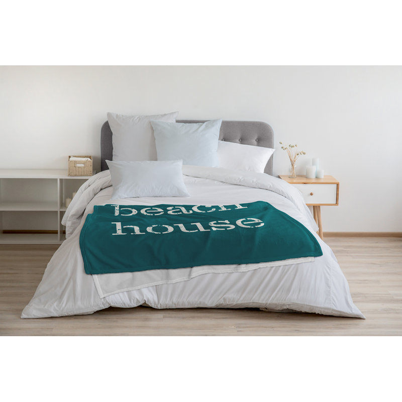 Beach Vacation Fleece Throw Blanket, 30" W x 40" L, Ocean Teal