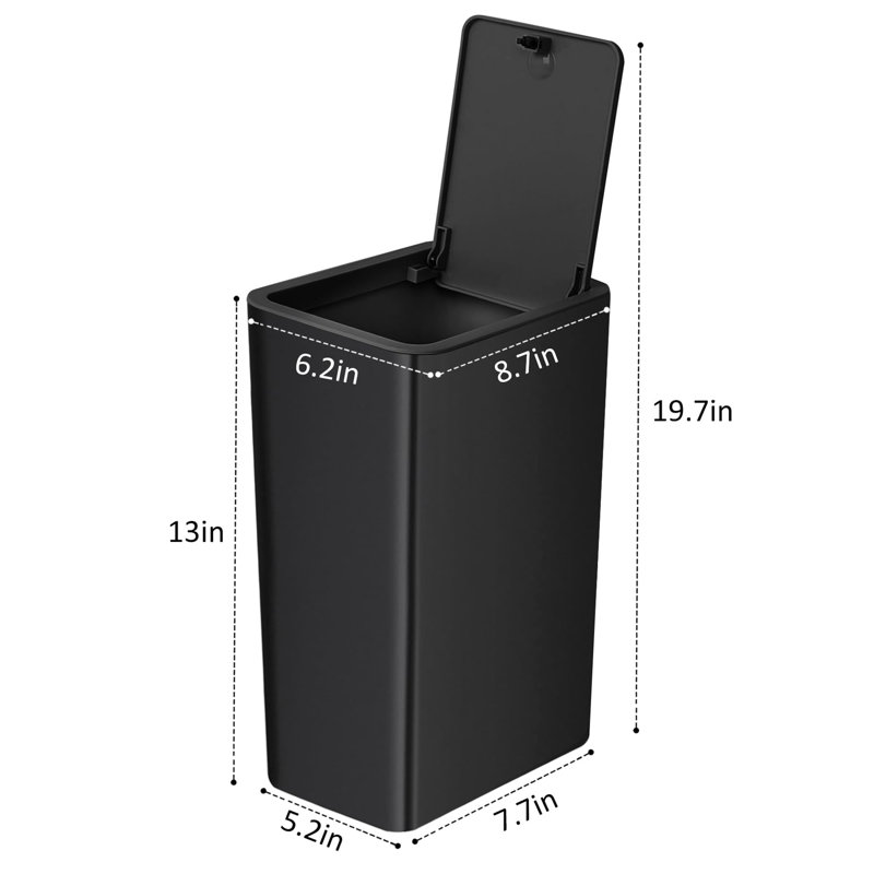 Poubelle de salle de bain avec couvercle, Noir
