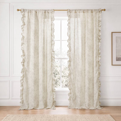 Rideau à volants Adele, 210 g/m², 95 % polyester, 5 % lin, avec passe-tringle.