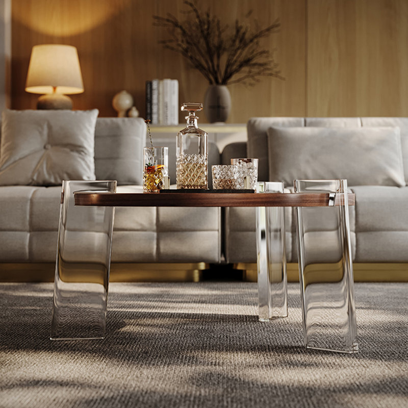 Table basse moderne de luxe minimaliste, H 14,96 po x L 27,55 po x l 27,55 po