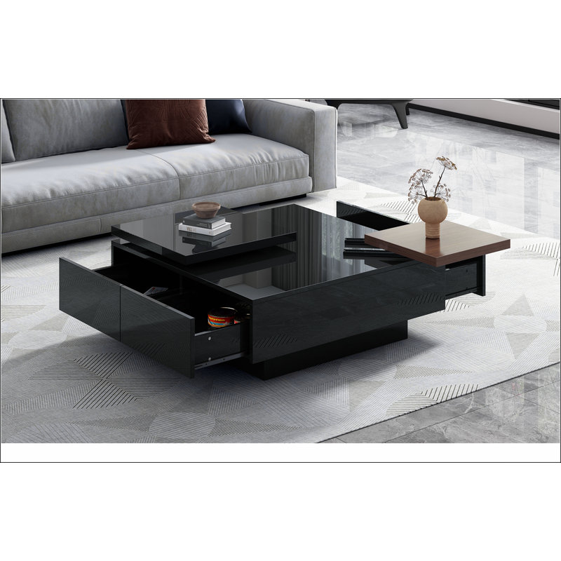 Table basse rectangulaire avec plateau et tablette en bois manufacturé