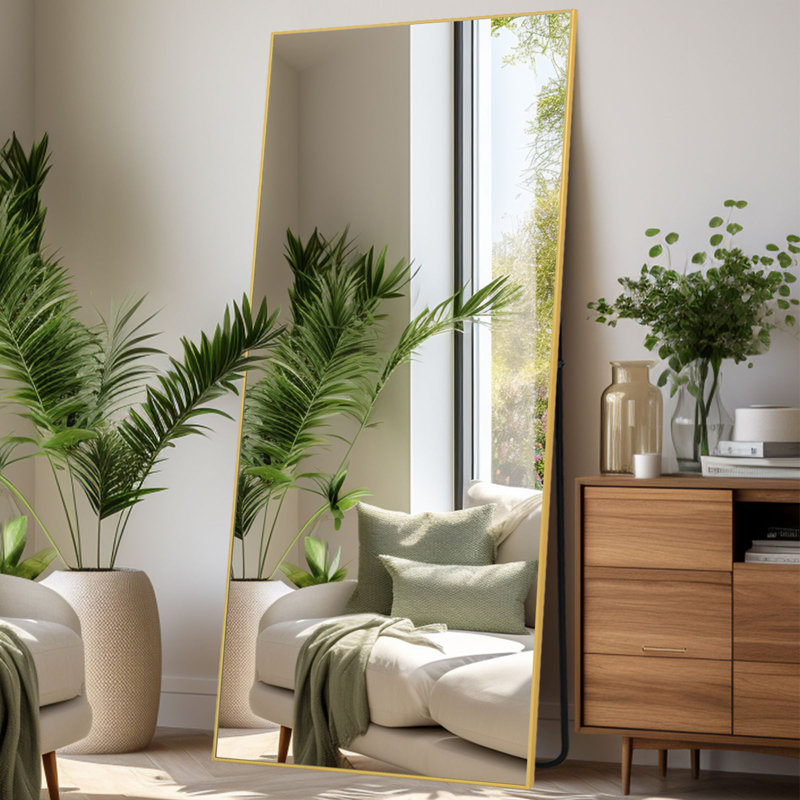 Miroir de plancher rectangulaire Chakong, Or, 71" x 26"