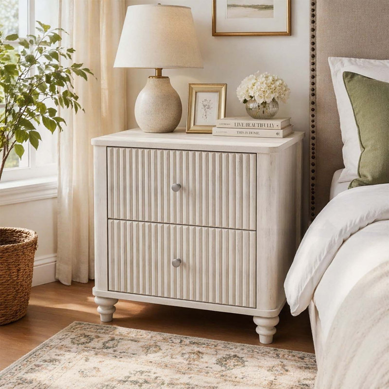 Table de chevet moderne en bois pour chambre à coucher et salon, Beige