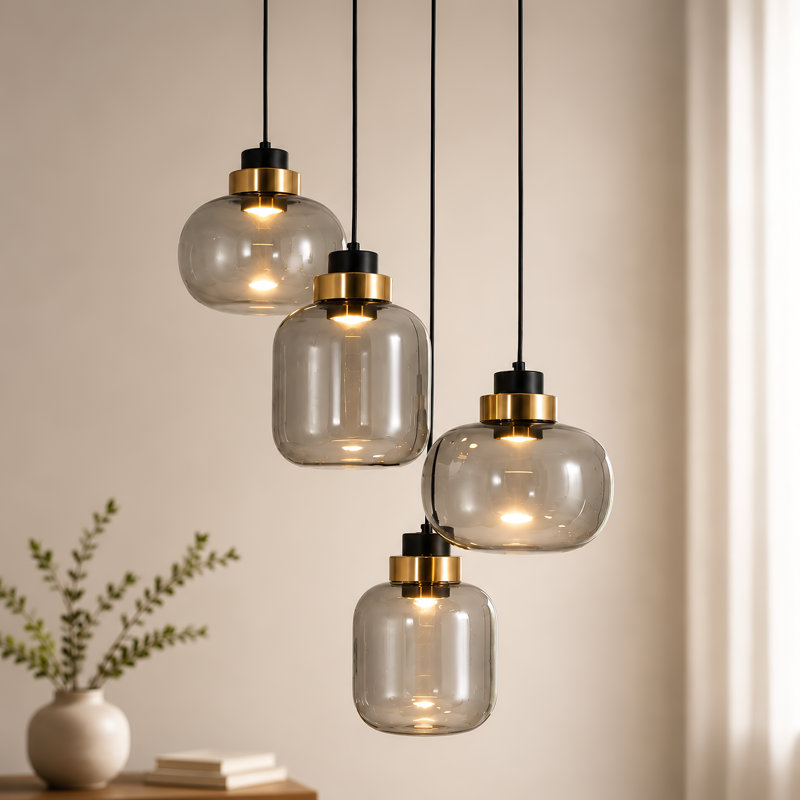 Luminaire suspendu géométrique à DEL 4 lumières Leonah