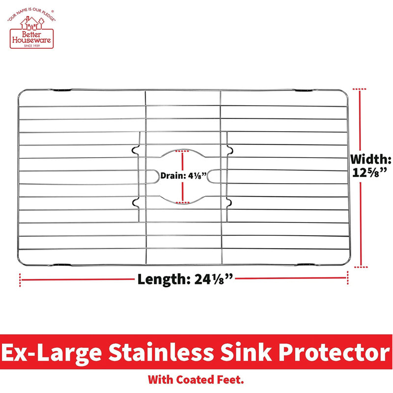 Stainless Steel Sink Protector, 1" H x 12.63" W x 24" D