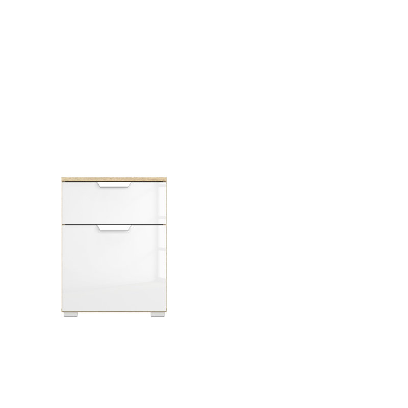 Aditio 1 Drawer Bedside Table, Oak sonoma/High-gloss white