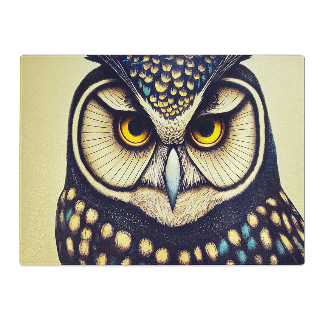 Effervescent Owl  Glass Chopping Board