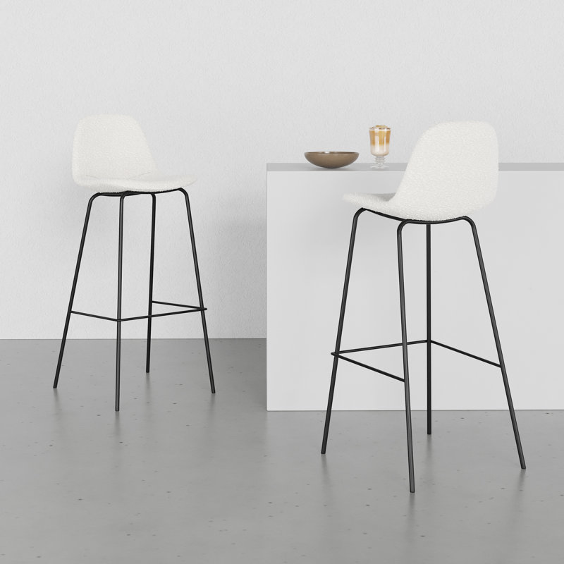 Tabouret de bar et de comptoir Kinlaw, Tabouret de bar (siège d’une hauteur de 30,5 po, Boucle blanc