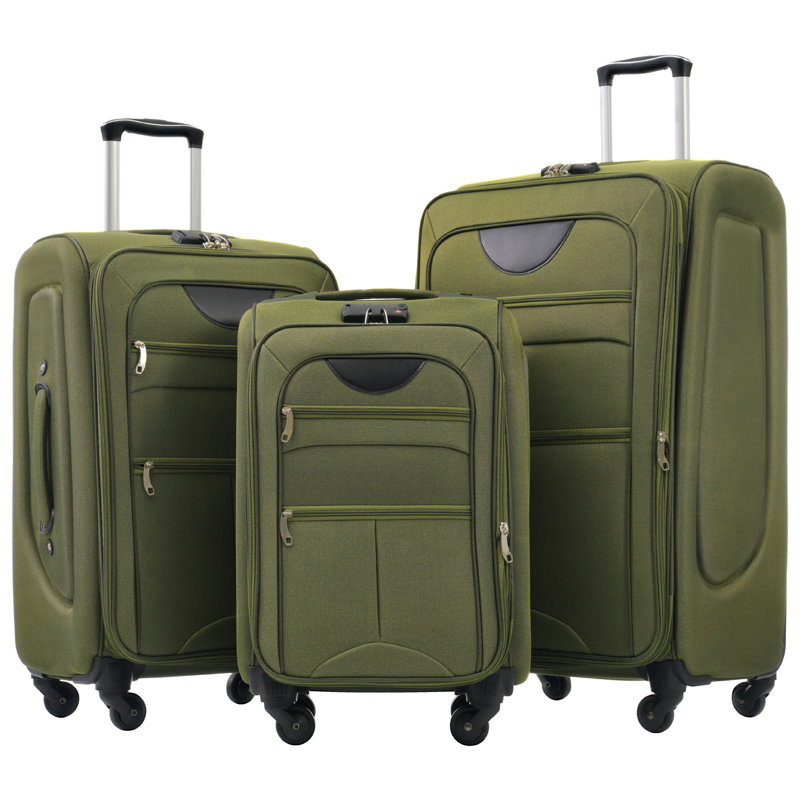 Ensemble de 3 valises extensibles Softside Valise, H 30 po x l 18,9 po x P 12,2 po, Army Green