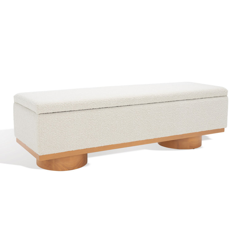 Banc de rangement rabattable, Crème Boucle, Naturel