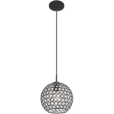 Luminaire suspendu en forme de globe à 1 lumière avec accents de cristal Ludie