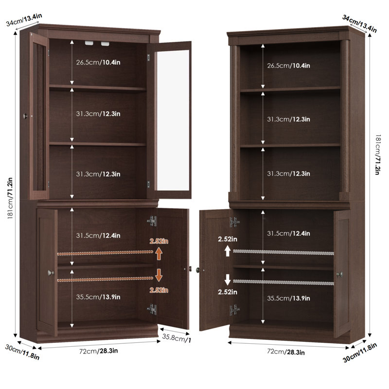 Ensemble de bibliothèque en bois, blanc ou brun, Brun