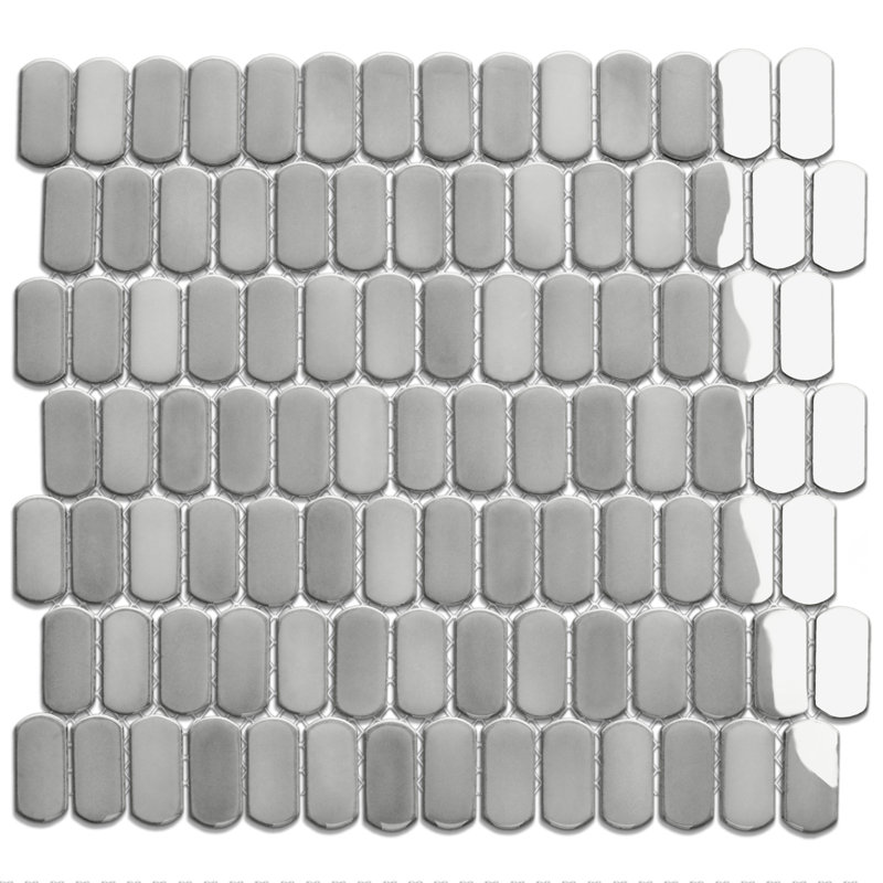 Hudson Capsule 12-1 / 4 po X 13 1/8 po Carreau de mosaïque en porcelaine, Œil gris