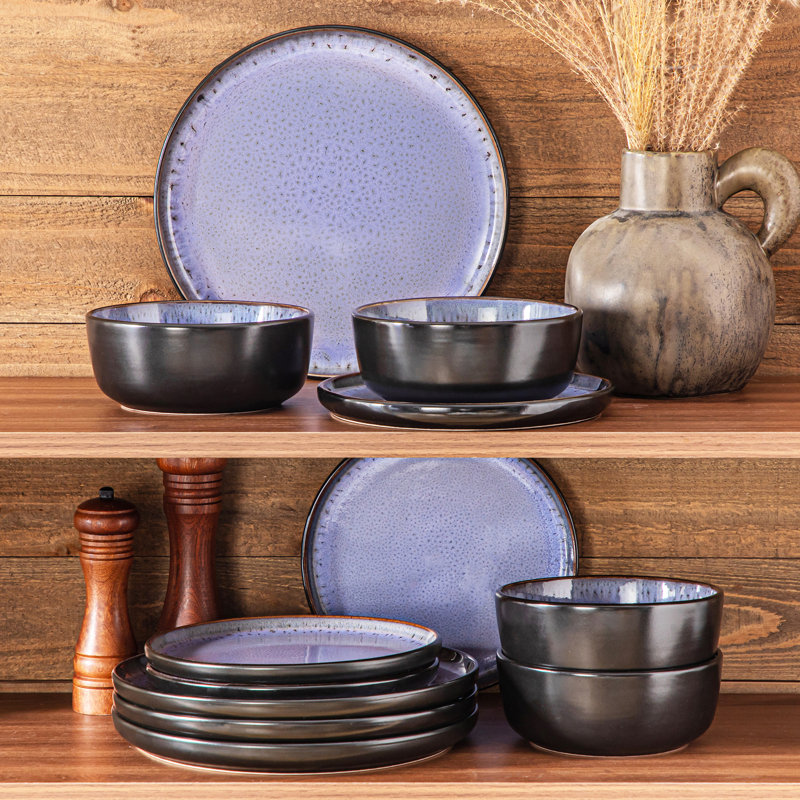 Ambrru Piece Stoneware Dinnerware Set - Service for 4, Purple