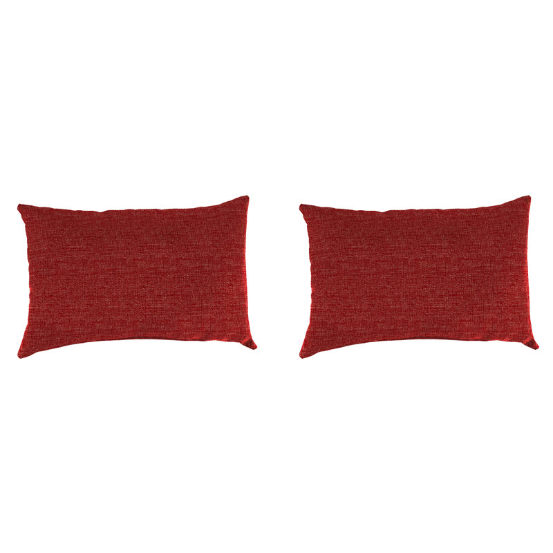 18" x 12" Outdoor Lumbar Throw Pillow (Set of 2), Saucy Red