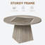 Table de salle à manger ronde de style campagnard de 47 pouces avec plateau épais et pied central carré, chaises rembourrées en tissu, dossier haut rembourré et pieds en bois massif-467833845