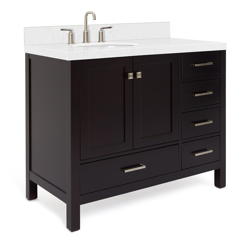  Meuble-lavabo simple 42,25 po avec plateau, Espresso, Oval, Left
