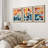 Abstract Vibrant Color Blocks "Contemporary Bold Orange Blue Abstract Artwork, Mid Century Modern Boho Pictures, 3 Pieces Canvas Giclee Digital Print Wall Art"  -100707259-100707258