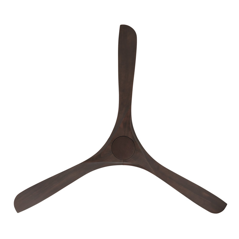 Ventilateur de plafond intelligent à 3 pales en bois naturel Carve avec télécommande incluse, Noir mat, Noyer foncé