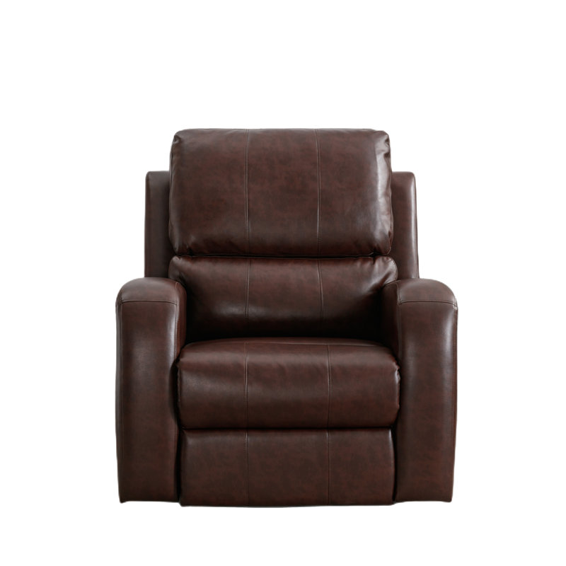 Karelie 36.1" Wide Faux Leather Power Standard Recliner, Dark Brown Faux Leather