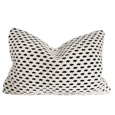 Boho Pillows Textured Black and Neutral Cotton Pillow Cover 14"x20"
