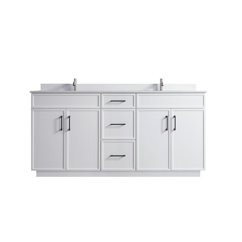 72'' Double Bathroom Vanity Base Only, White