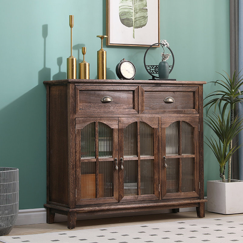 Console rectangulaire en bois massif noyer foncé, Dark Walnut