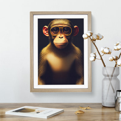 Monkey In Glasses No.3 - Framed Print