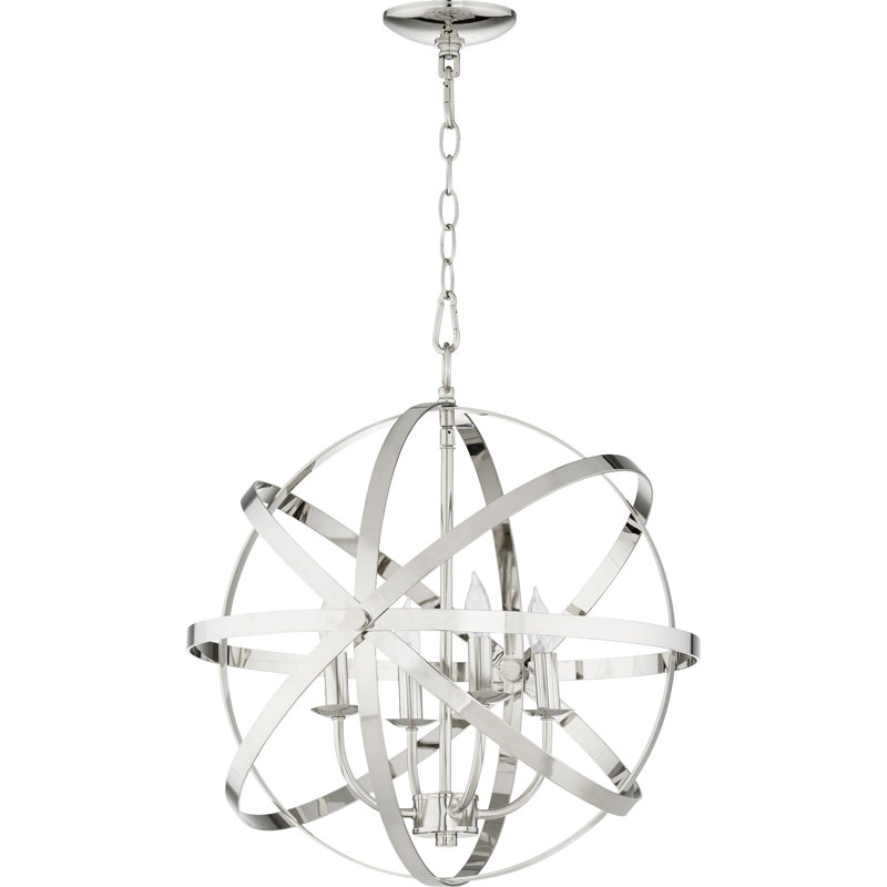 Brylan 4 - Light Dimmable Globe Chandelier, Polished Nickel
