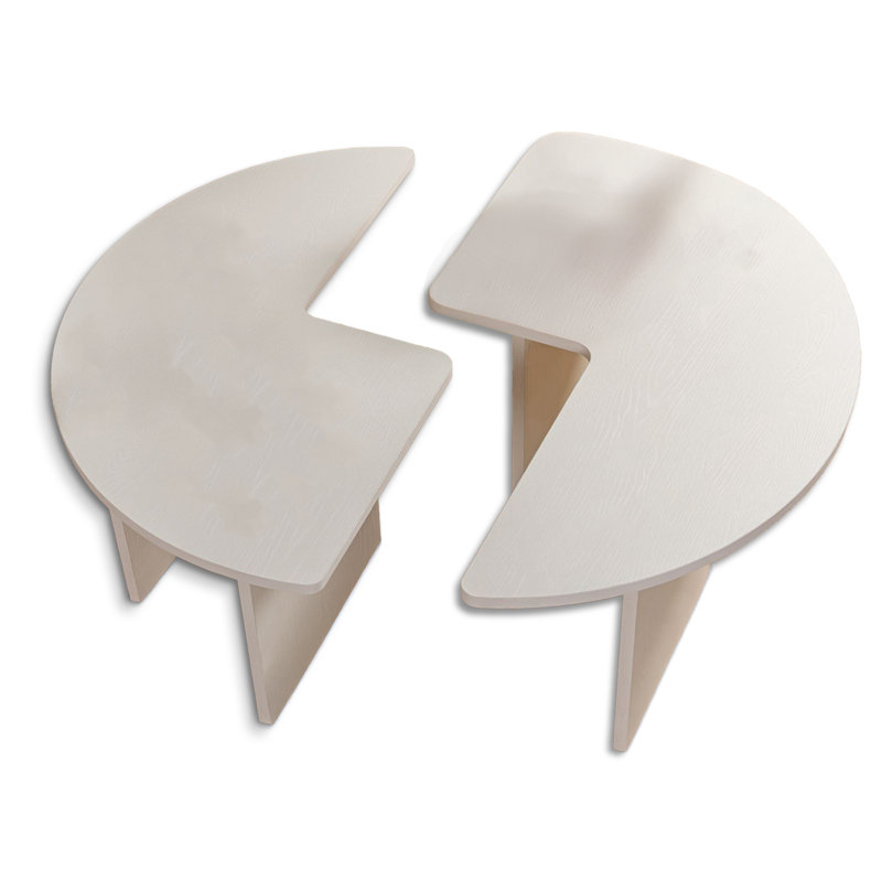 Ensemble de tables basses gigognes 2 pièces, Bois blanc