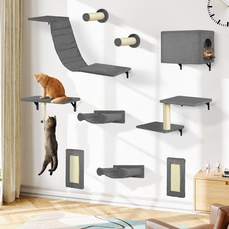 Arbre à chat mural - ensemble de 10 pièces