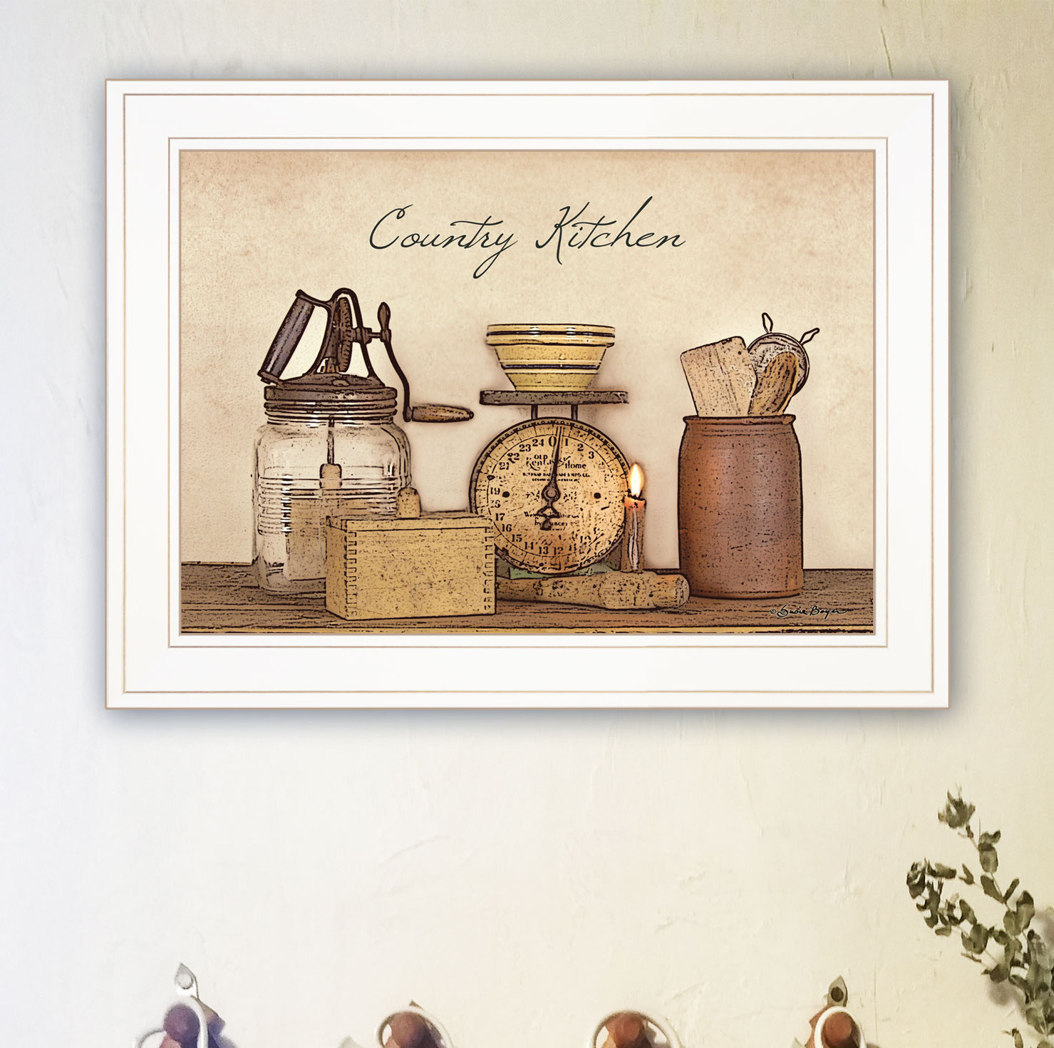 August Grove® Country Kitchen Framed Wall Art for Living Room, Home