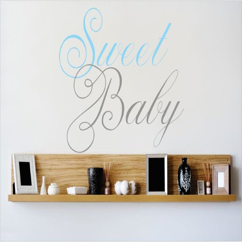 Décalcomanie murale bébé doux, Bleu / Gris, H 16 po x l 20 po x P 0,16 po