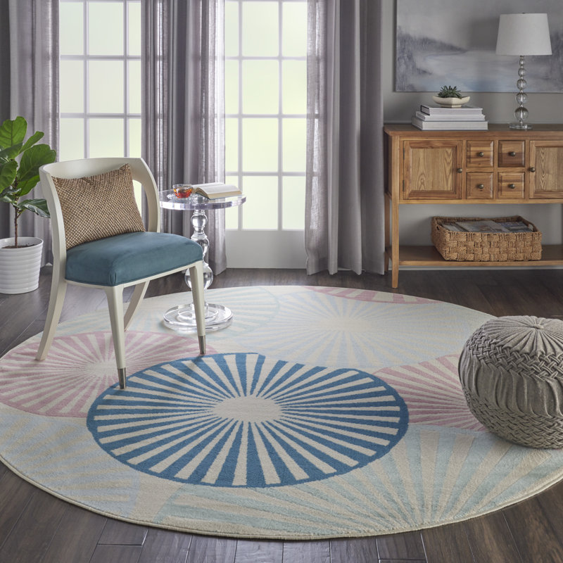 Tapis ivoire moderne Bo, Rond 8 pi