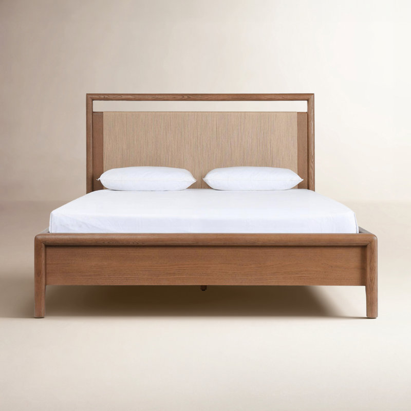 Corda Oak Wood Brown Queen Platform Bed, Queen