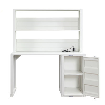 Bureau d'écriture blanc à 1 porte avec rehausse