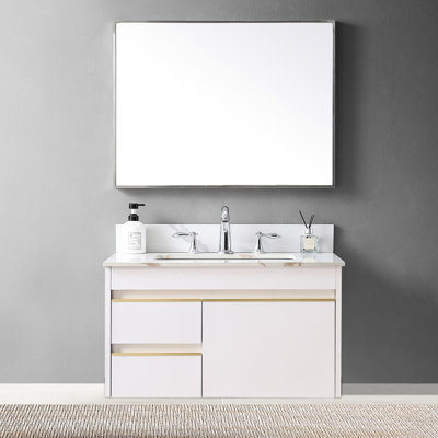 31" Bathroom Vanity Top With Gold Stone, Ceramic Undermount Sink, Backsplash, Quick Remodel Luxury 31inch Top, Sintered Modernistic