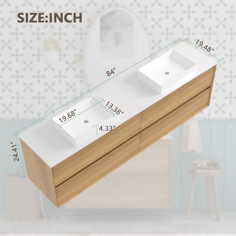 Meuble-lavabo flottant double 84 po Newark