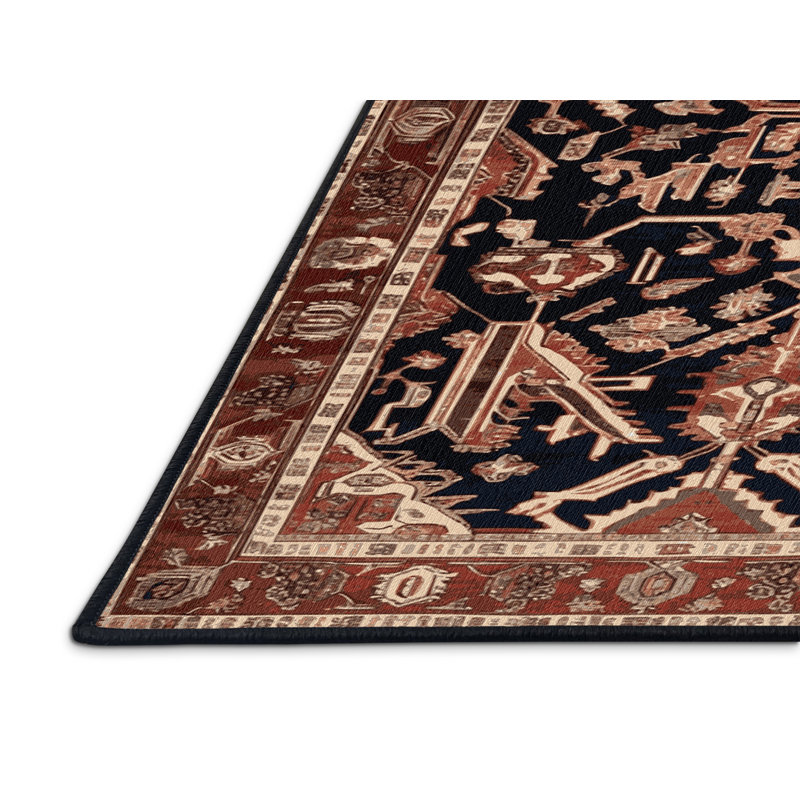 Machine Washable Persian Brown Area Rug, Round 7'