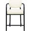 Tabouret de comptoir rembourré en cuir crème Serava-129631228