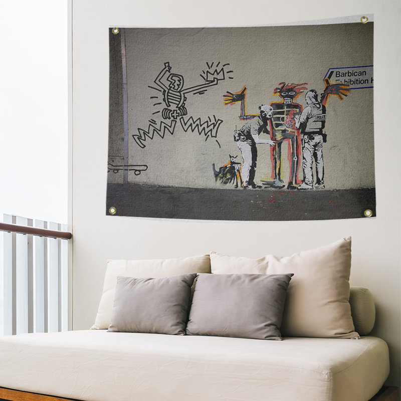 Polyester accueilli par the policière tapisserie, H 50 po x l 59 po x P 1 po