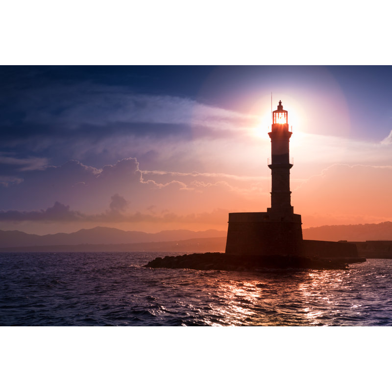 Lighthouse On Sunset by Proslgn - Wrapped Canvas Print, 20cm H x 30cm W x 3.8cm D