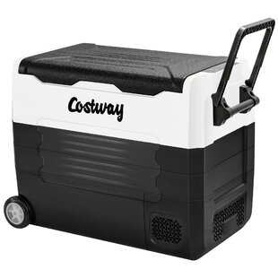 Costway 55 Quart Cooler Portable Ice Chest w/ Cutting Board Basket for  Camping White