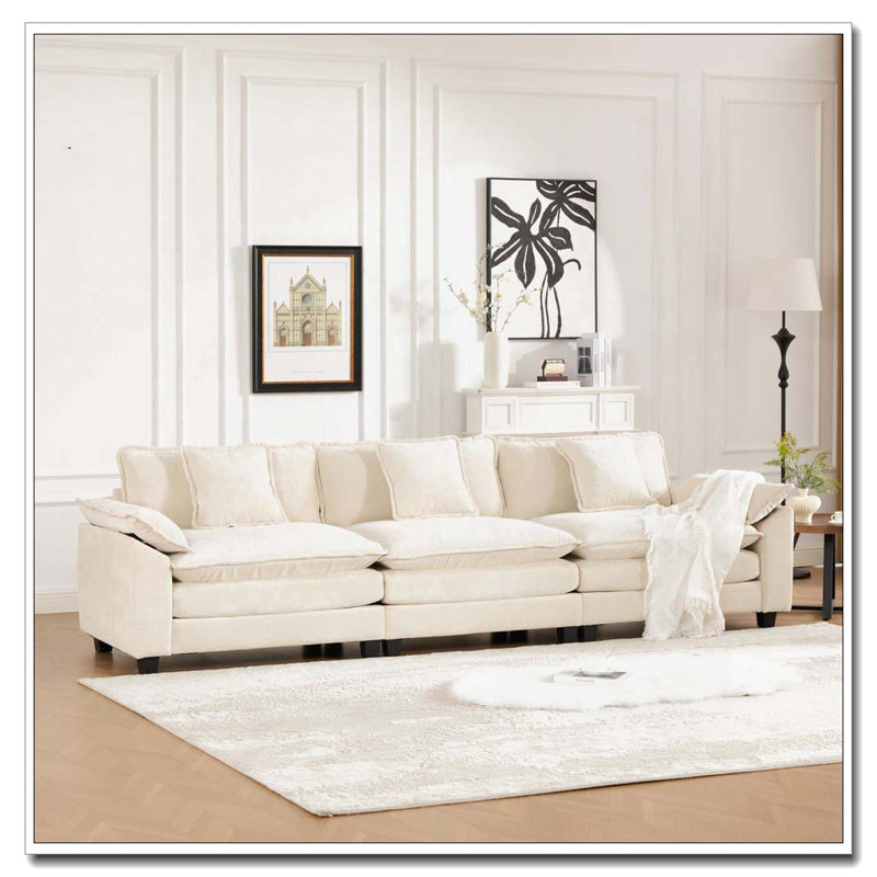 Canapé en chenille 3 places, 3, Beige