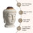 Outdoor Fountain With LED Lights, 18.75"H Zen-Style Buddha Head Tabletop/Floor Fountain, Sand Beige Textured Ceramic
