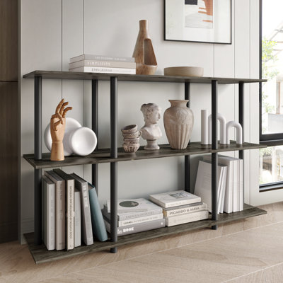 Easy Twist Assembly 3-Tier Wide Display Shelf In Dark Grey