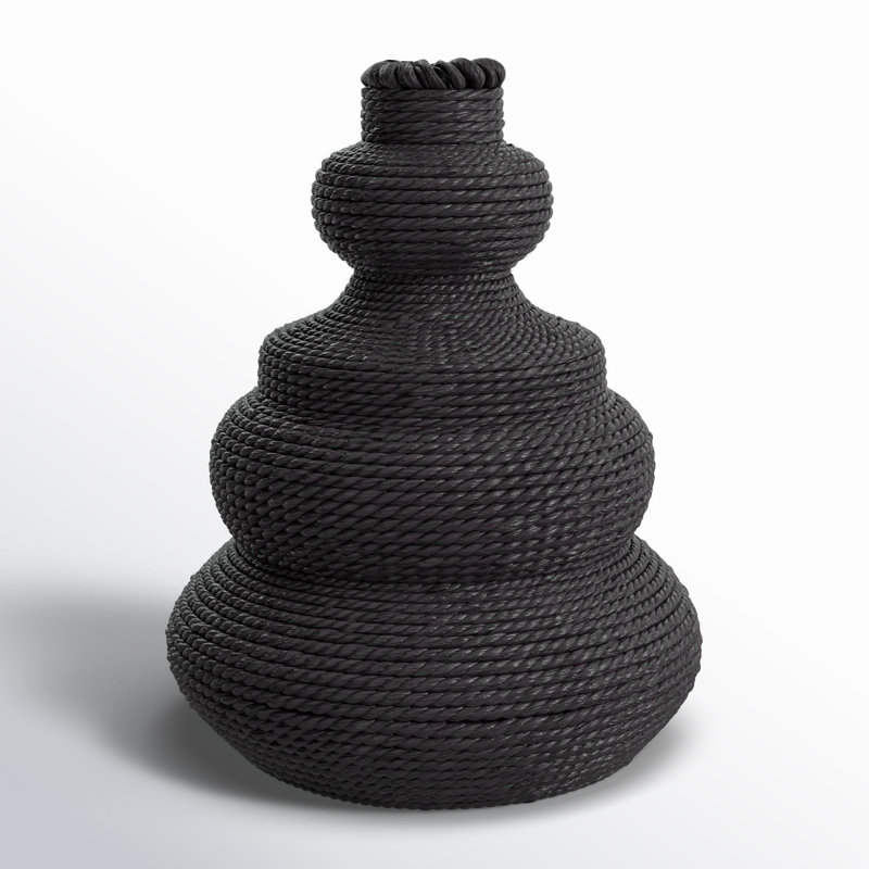 Vase de table en rotin Verano, Black