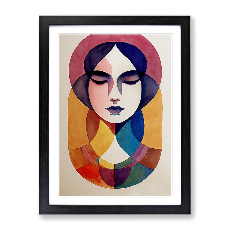 Woman Abstract Watercolour No.3 - Wall Art, 64cm H x 46cm W, Black Framed