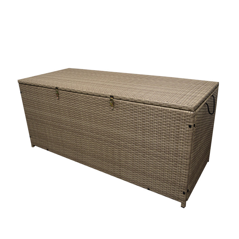 Oakland Living 53'' W 113 Gallons Water Resistant Wicker Deck Box, Tan